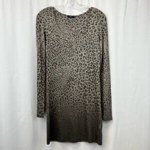 Enti Womens Sweater Dress Multicolor Leopard Print Ombre Stretch Long Sleeve S